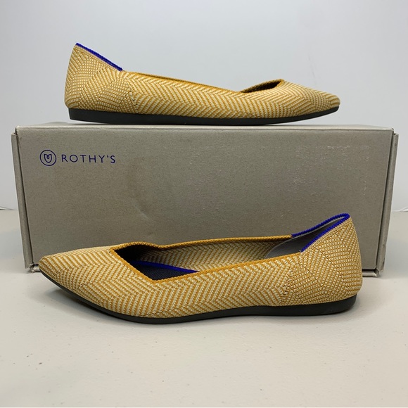 Rothy's Shoes - Rothy’s RARE Gold Herringbone Pointed Flats